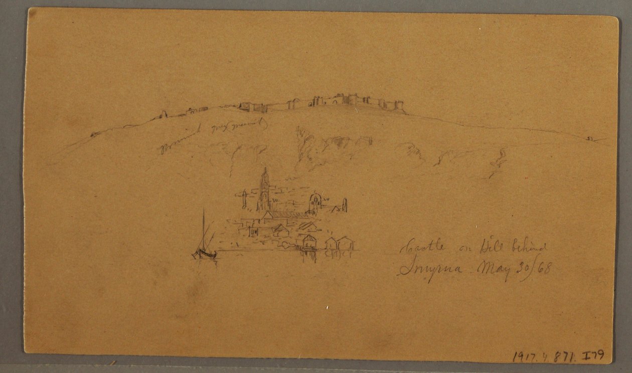 Disegno, Castello, Minareto, Velieri, Casa, maggio 1868 da Frederic Edwin Church