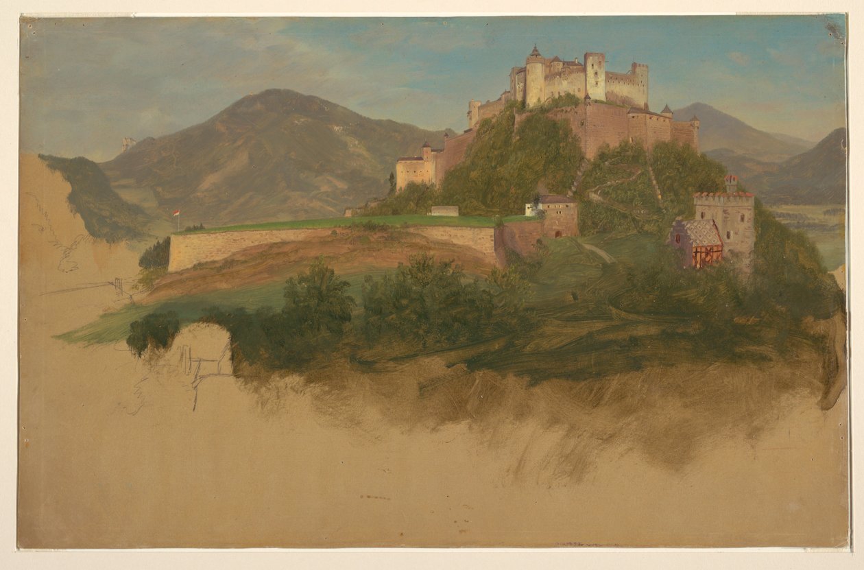 Disegno, Castello di Salisburgo, Austria, 1868 da Frederic Edwin Church