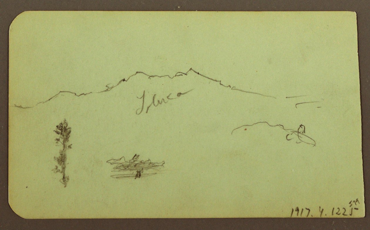 Disegno, Chiesa; verso: Paesaggio montano, "Taluca", 1883 da Frederic Edwin Church
