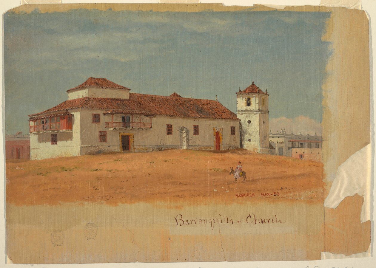 Disegno, chiesa di Barranquilla, Colombia, maggio 1853 da Frederic Edwin Church