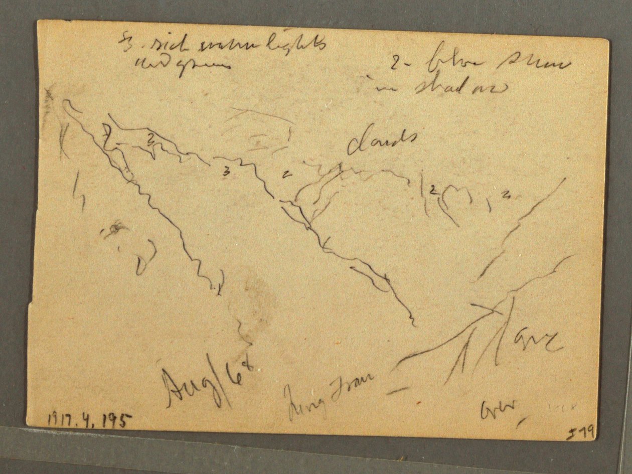 Disegno, Jungfrau coperta di nuvole, Interlaken, Svizzera, agosto 1868 da Frederic Edwin Church