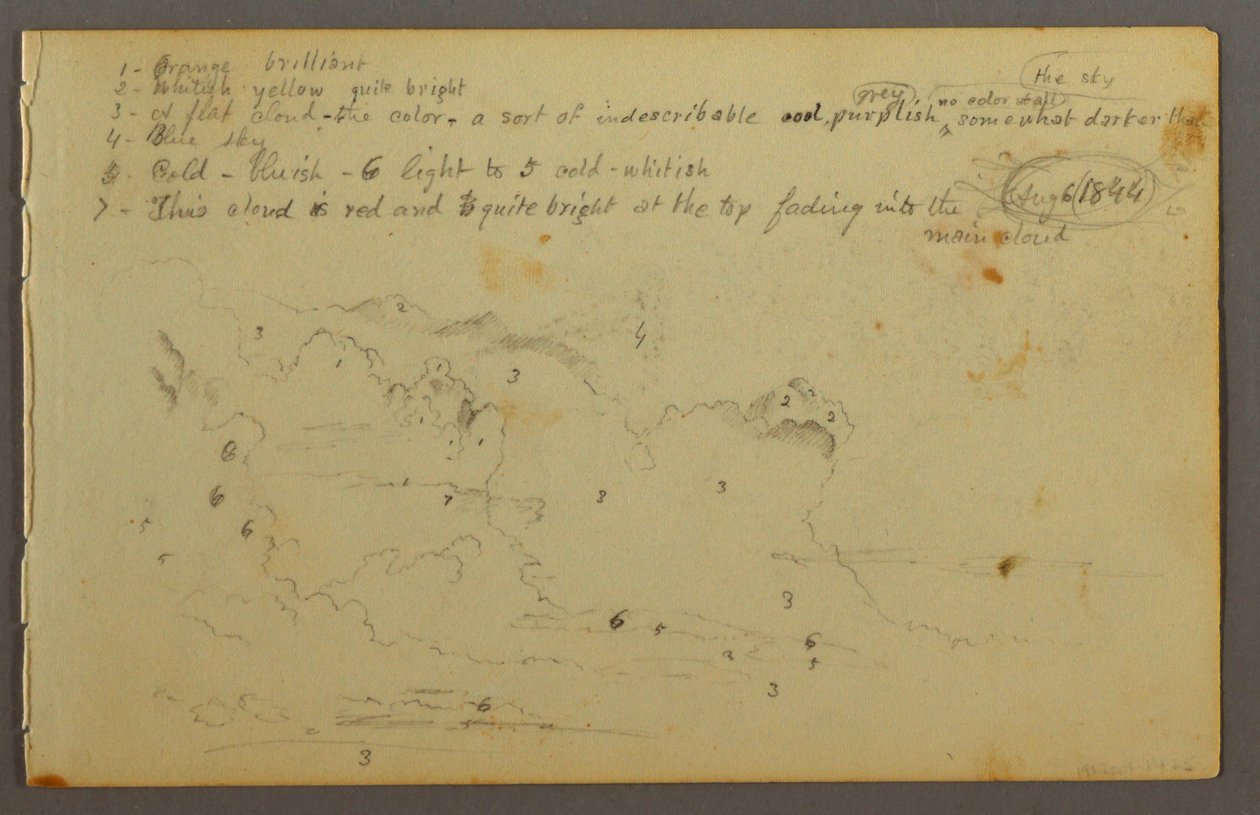 Disegno, Studio di nuvola, 1844 da Frederic Edwin Church