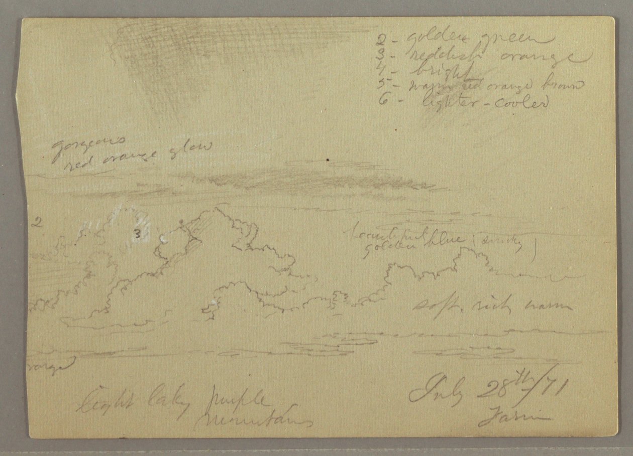 Disegno, Studio di nuvola, 28 luglio 1871 da Frederic Edwin Church