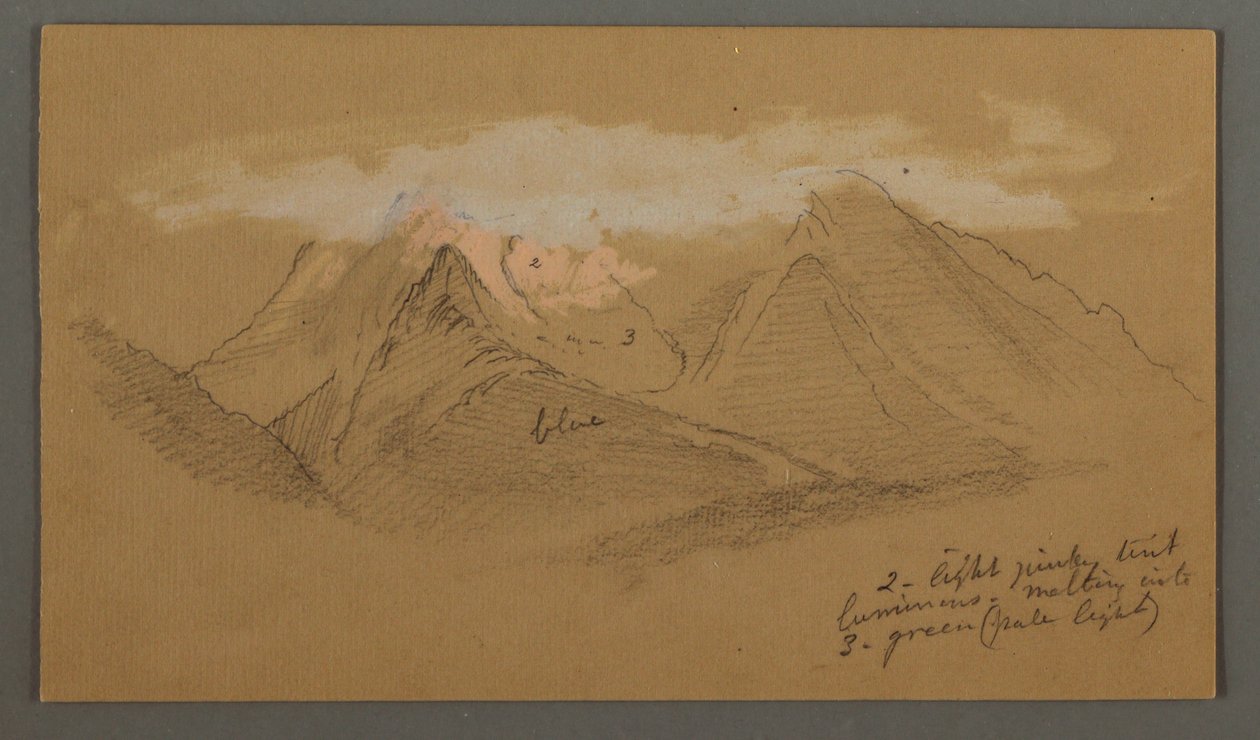 Disegno, Nuvole sulle cime delle montagne, forse 1868 da Frederic Edwin Church