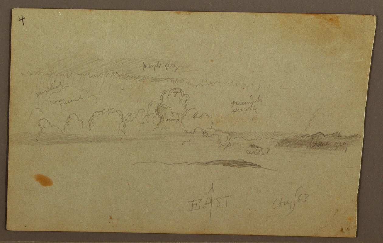 Disegno, Nuvole sulla catena di colline, 1863 da Frederic Edwin Church