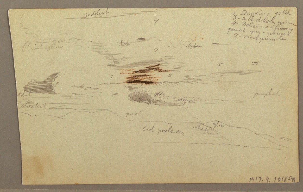 Disegno, Nuvole sulla catena di colline, 1863 da Frederic Edwin Church