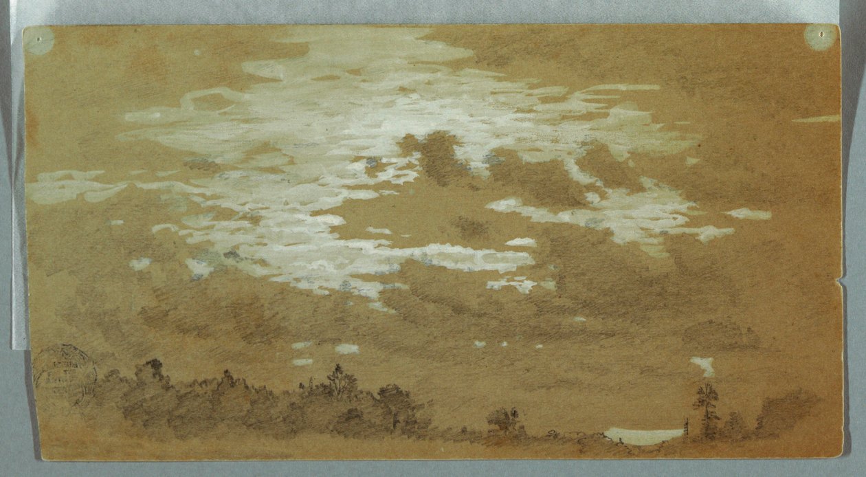 Disegno, Cielo nuvoloso su una cresta boscosa, Niagara, forse 1858 da Frederic Edwin Church