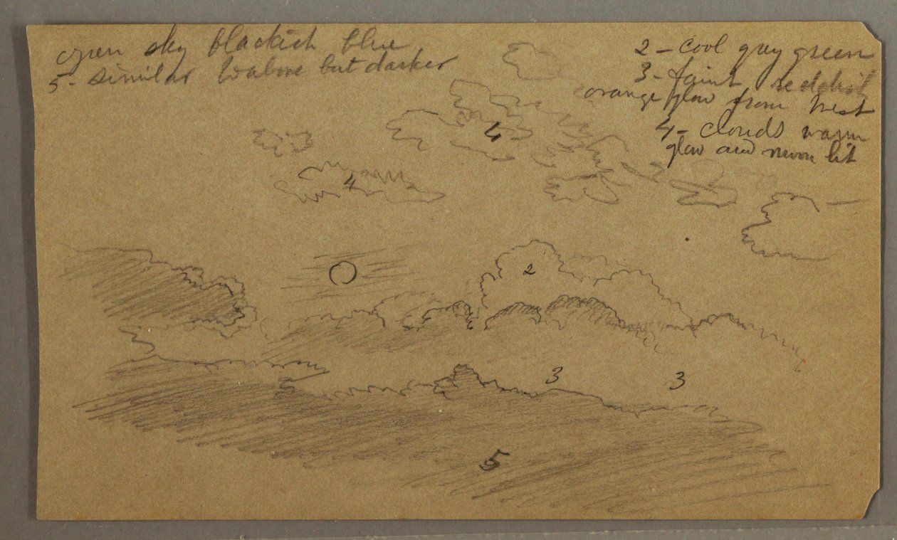Disegno, Cielo nuvoloso, luna piena, forse 1865-66 da Frederic Edwin Church