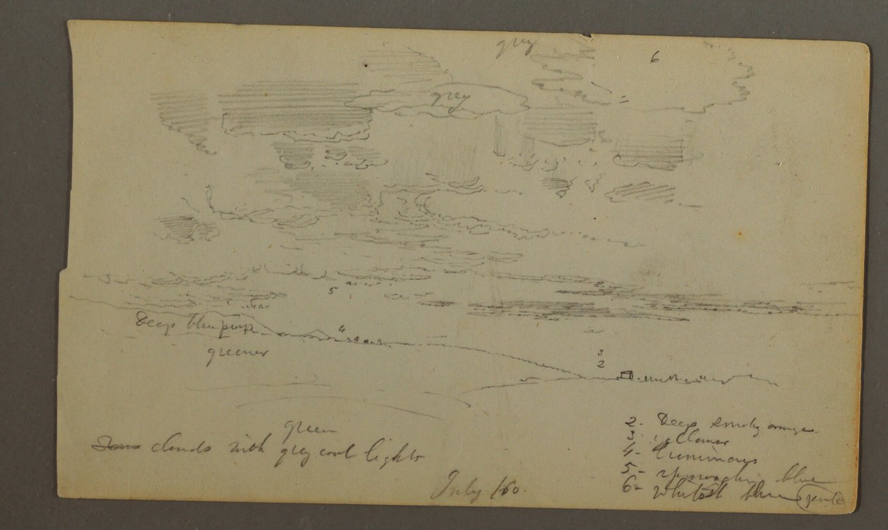Disegno, Cielo nuvoloso su crinali di colline (Maine), 1860 da Frederic Edwin Church