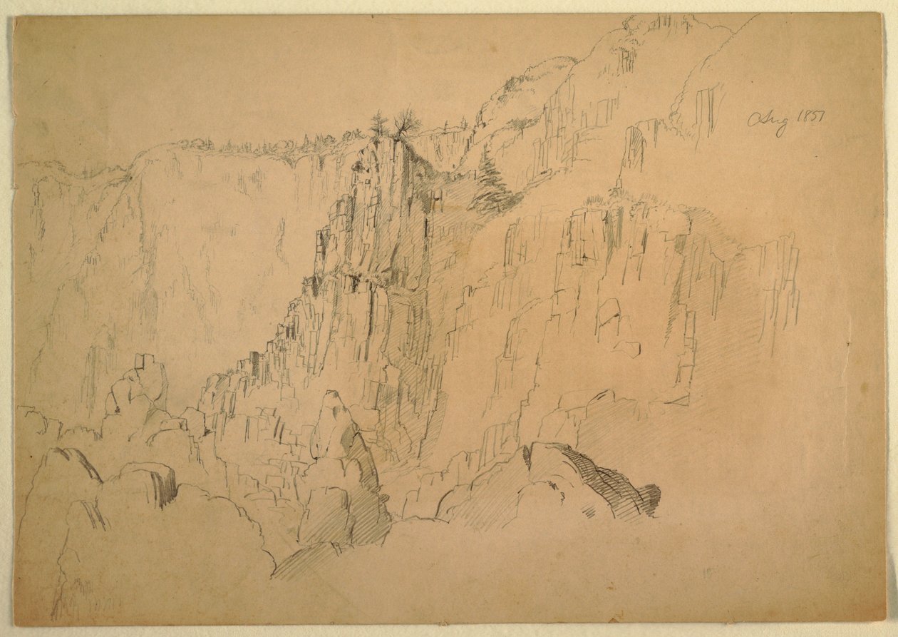 Disegno, Costa con rocce ripide, agosto 1885 da Frederic Edwin Church