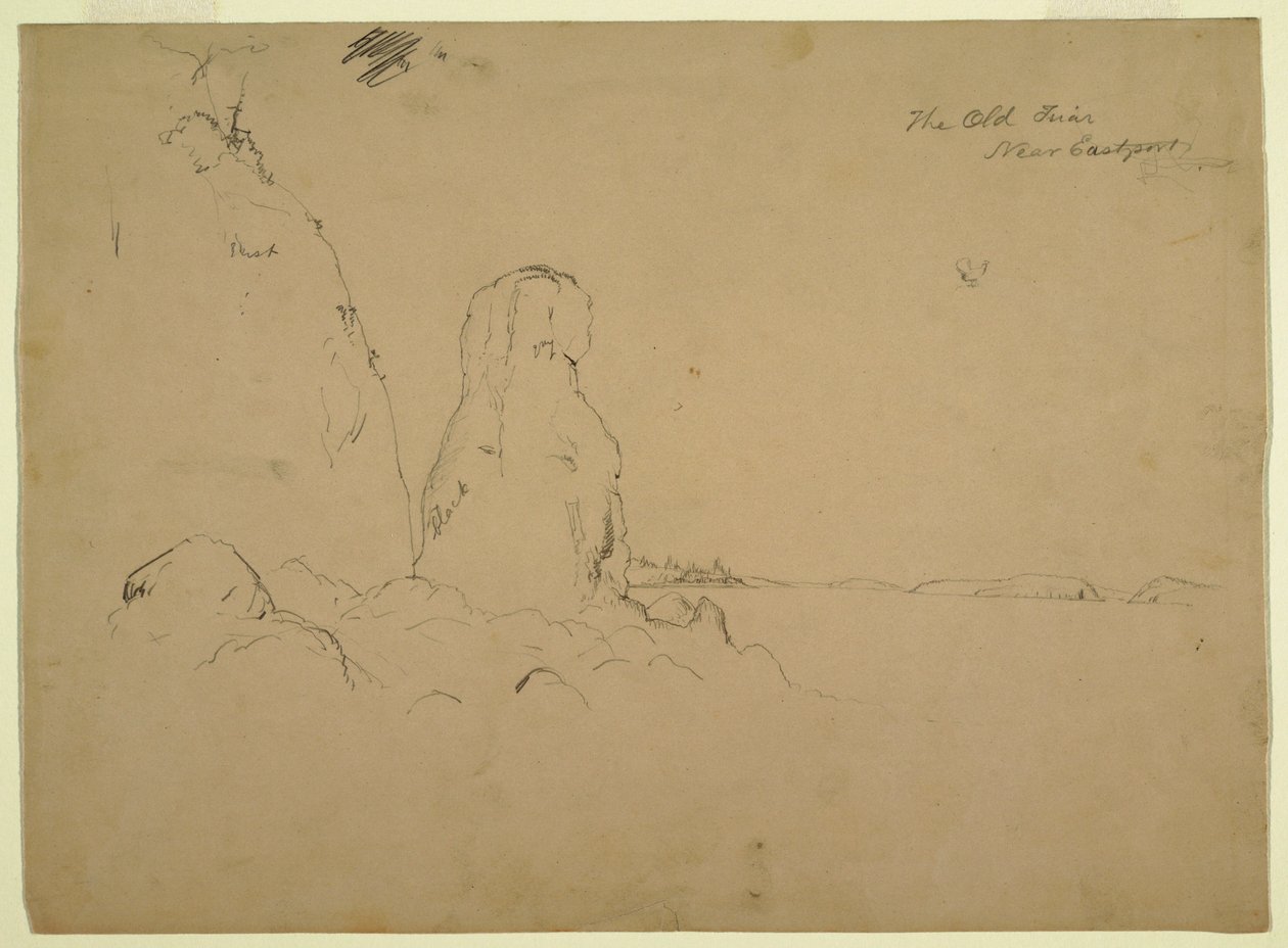 Disegno, Costa con "Il vecchio frate Neaer Eastport", 1851 ca. da Frederic Edwin Church