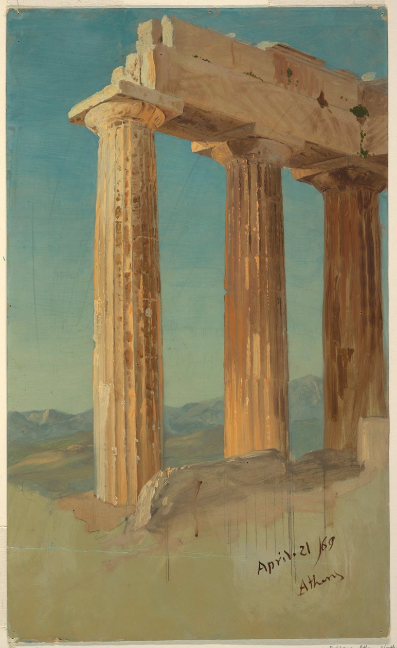 Disegno, Colonne del Partenone, Atene, 21 aprile 1869 da Frederic Edwin Church