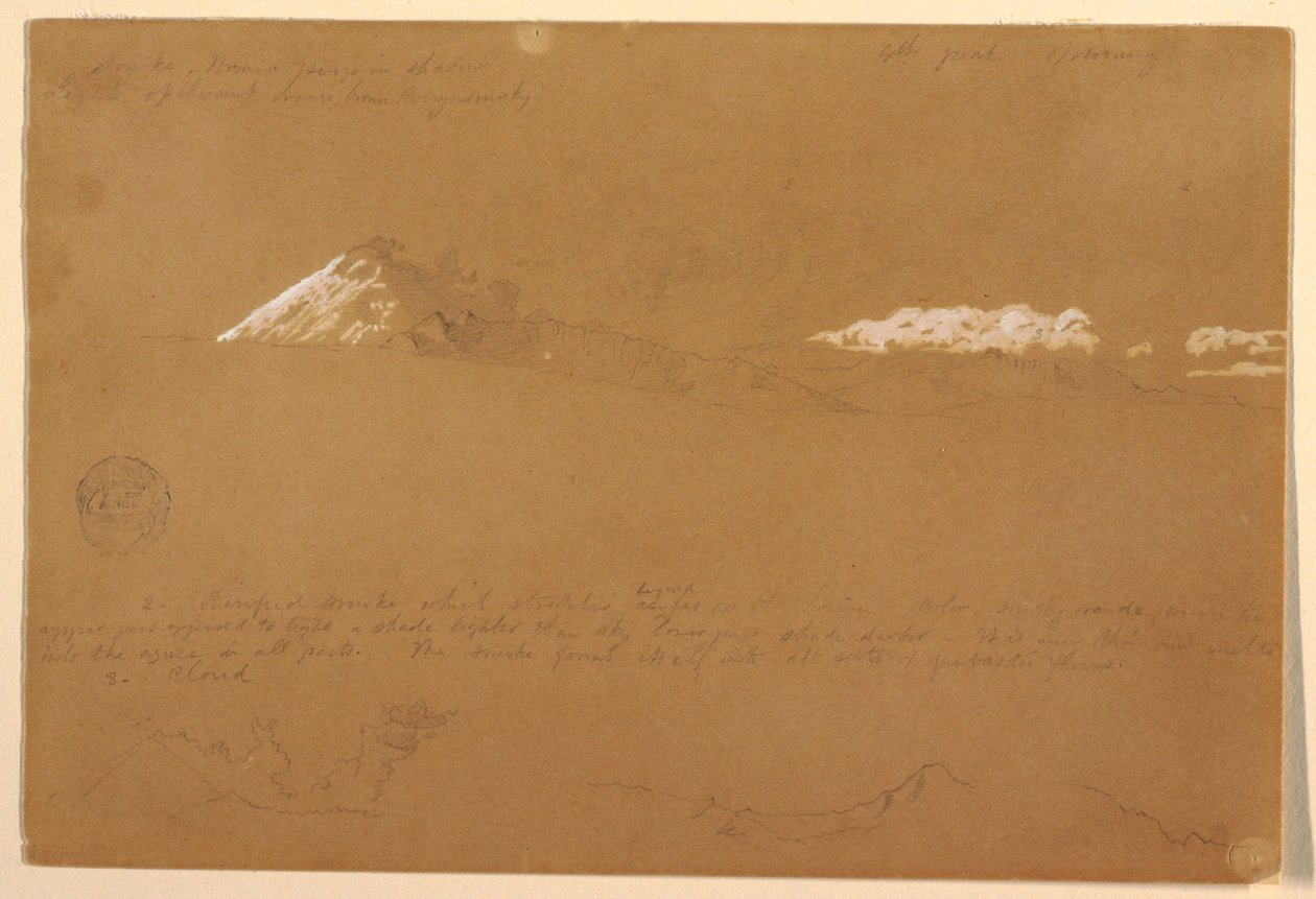 Disegno, Cotapaxi, mattina, dal Tempio del Sole, Quito, Ecuador, 24 giugno 1857 da Frederic Edwin Church