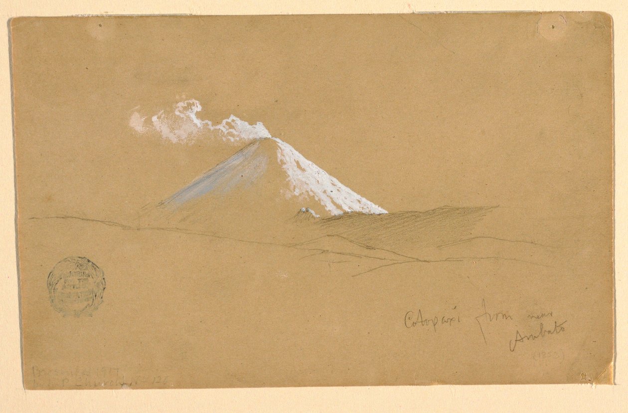 Disegno, Cotopaxi da vicino ad Ambato, Ecuador, 1853 da Frederic Edwin Church