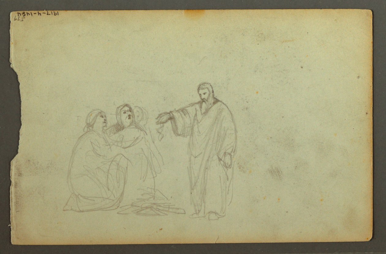 Disegno, Carro coperto, tre studi di donna, forse 1868 da Frederic Edwin Church