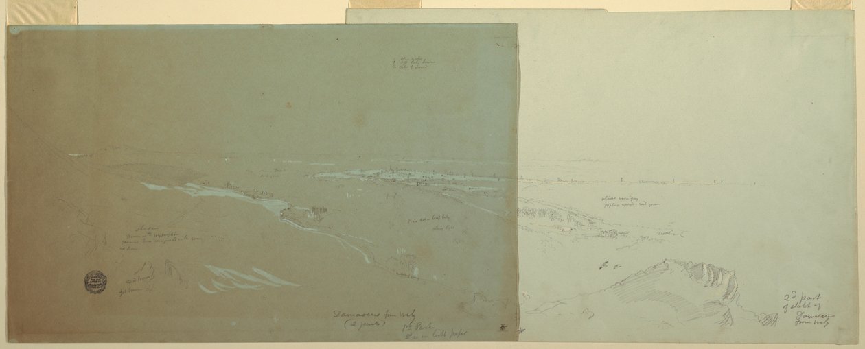 Disegno, Damasco, Siria, vista da nord-ovest, parte 2, aprile o maggio 1868 da Frederic Edwin Church
