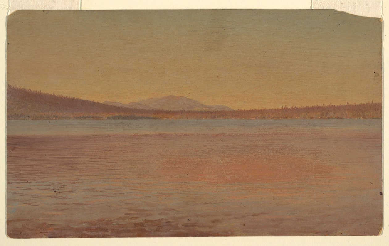 Disegno, vista distante dei monti Katahdin e Traveller dal lago Millinocket, 1870-80 da Frederic Edwin Church