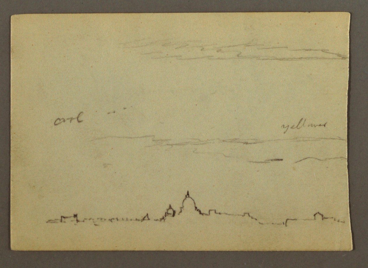 Disegno, Veduta distante della Basilica di San Pietro e del Vaticano, Roma, Italia, gennaio 1869 da Frederic Edwin Church