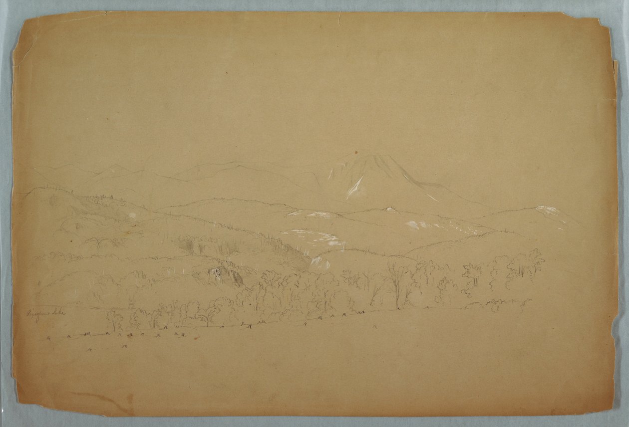 Disegno, vista distante del Katahdin da ovest, 1856 ca. da Frederic Edwin Church