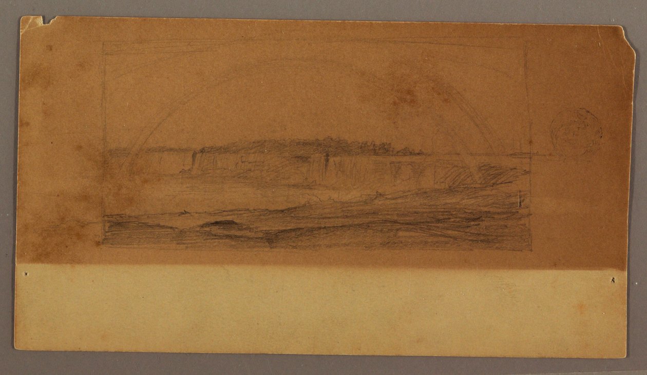 Disegno, Doppio arcobaleno sulle cascate, fiume Niagara, forse 1858 da Frederic Edwin Church