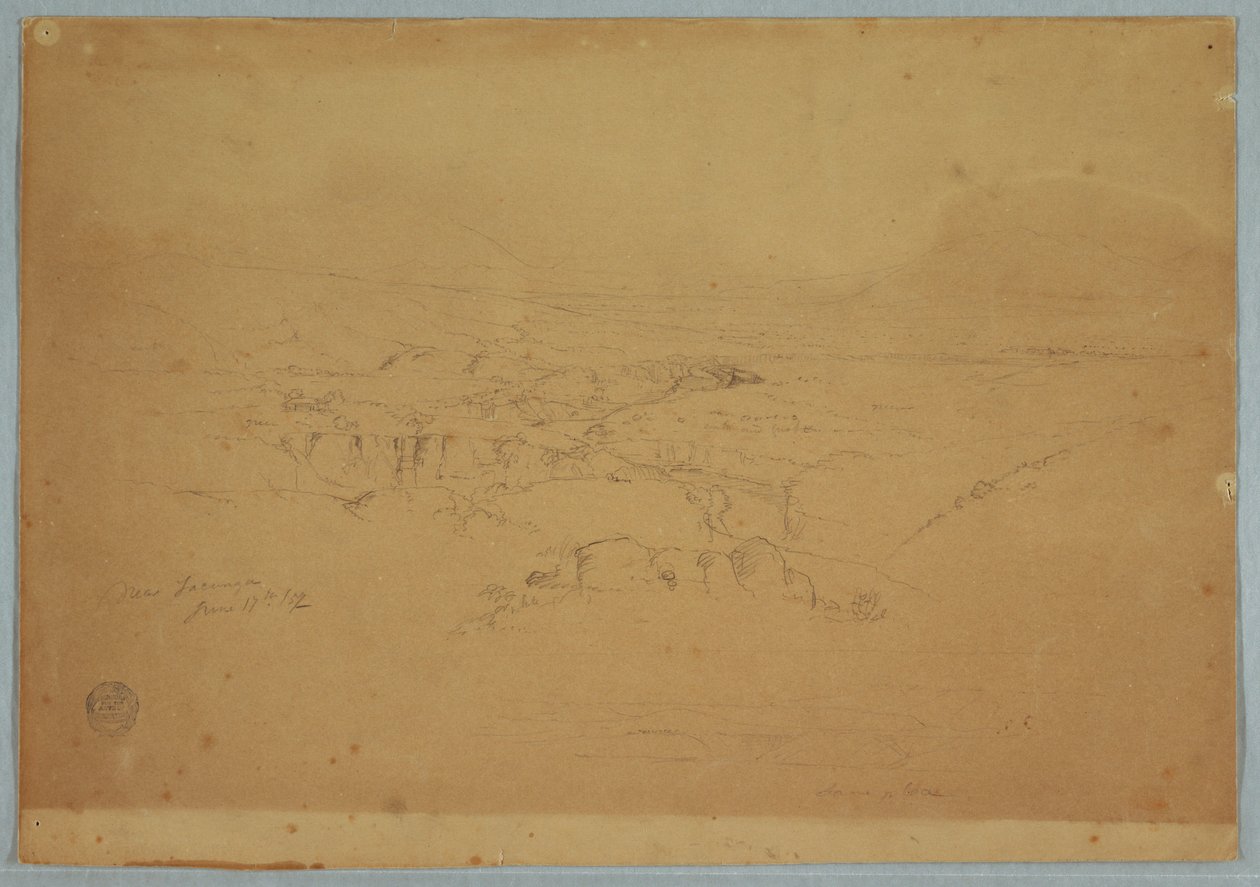 Disegno, Disegno.  Schizzi.  Paesaggio, "Vicino a Tacunga", Ecuador, 17 giugno 1857 da Frederic Edwin Church