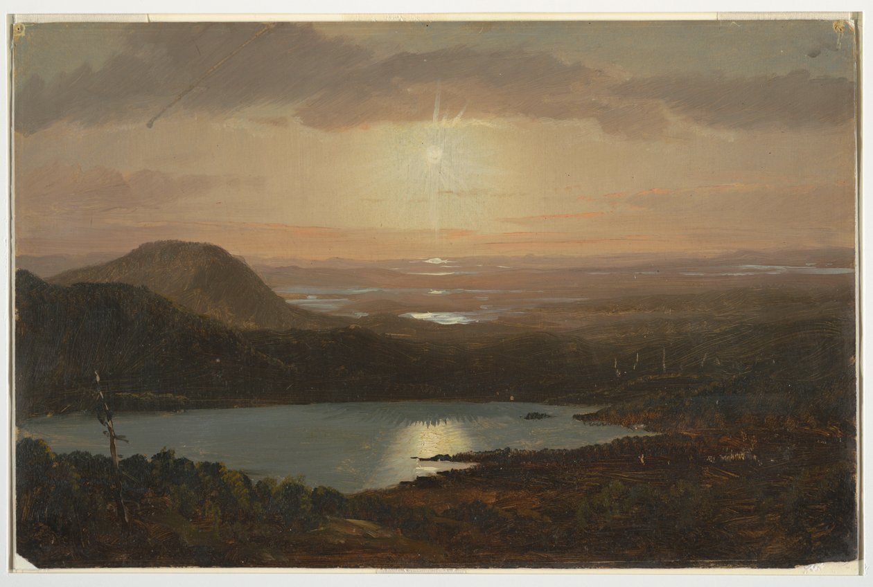 Disegno, Lago Eagle visto da Cadillac Mountain, Mount Desert Island, Maine, 1850-60 da Frederic Edwin Church
