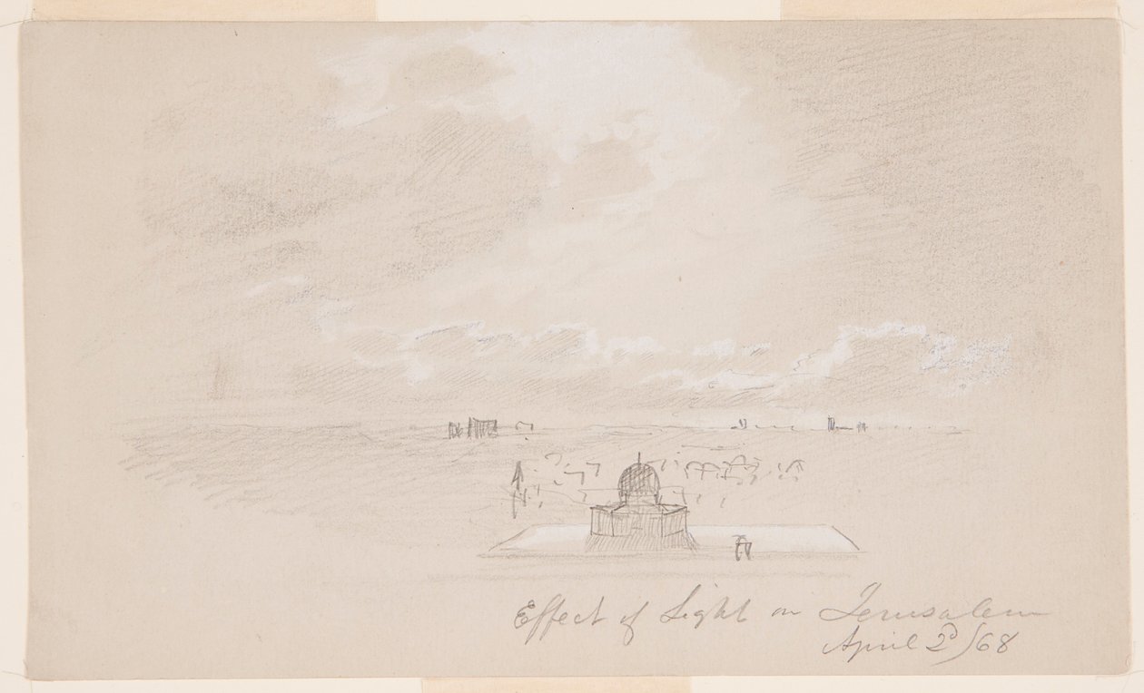 Disegno, Effetto della luce su Gerusalemme, 2 aprile 1868 da Frederic Edwin Church