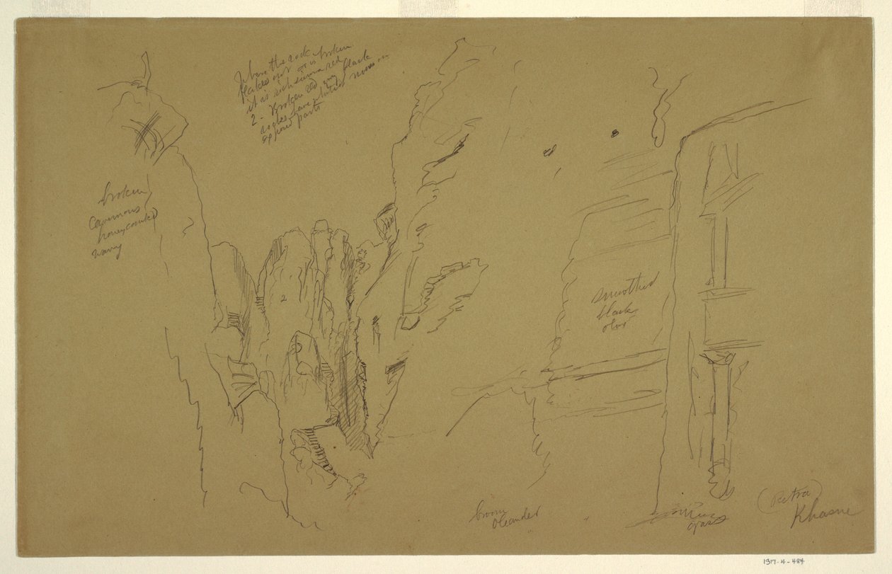 Disegno, El Khasnesh, Petra, Giordania, 26 febbraio 1868. da Frederic Edwin Church