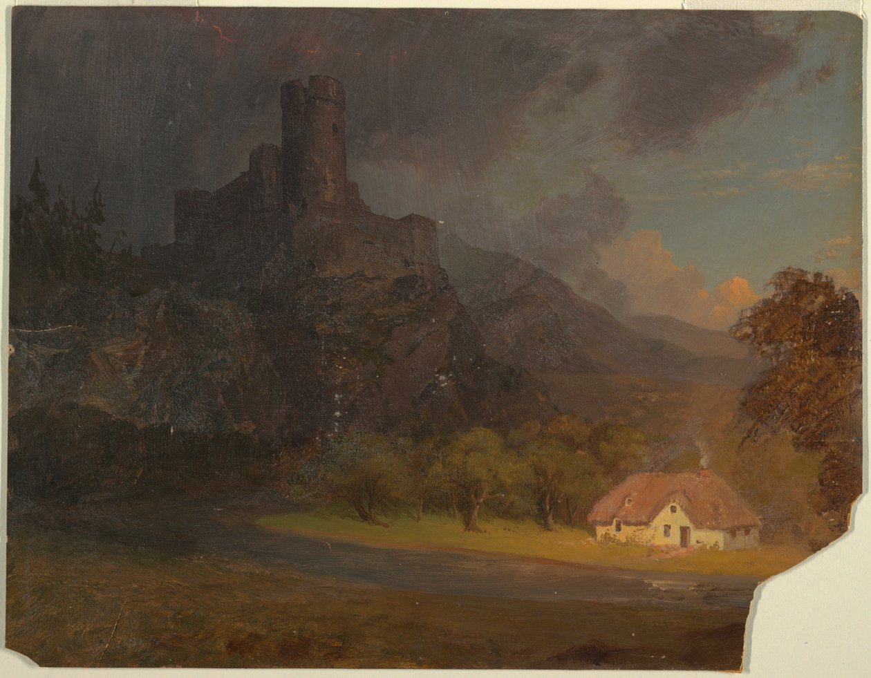Disegno, Castello e cottage inglese, 1844 ca. da Frederic Edwin Church