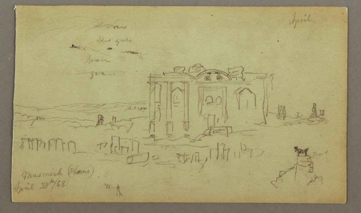 Disegno, facciata del Parrelorium, 28 aprile 1868 da Frederic Edwin Church