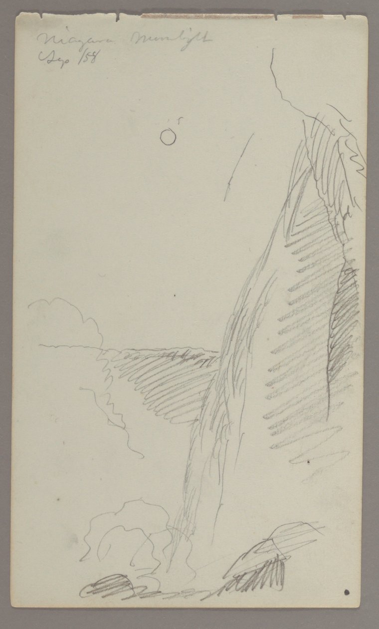 Disegno, cascate al chiaro di luna, 1858 da Frederic Edwin Church
