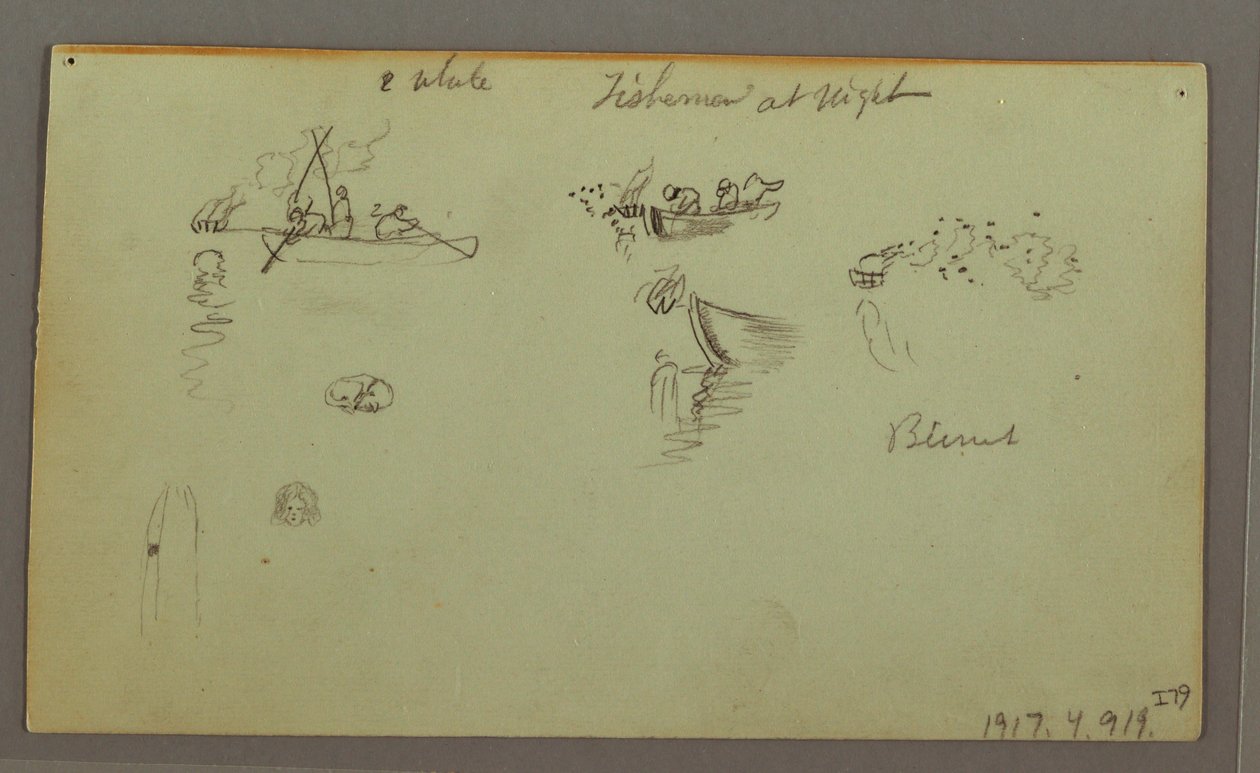 Disegno, Studi di figure, asino da soma, barca a vela, forse 1868 da Frederic Edwin Church