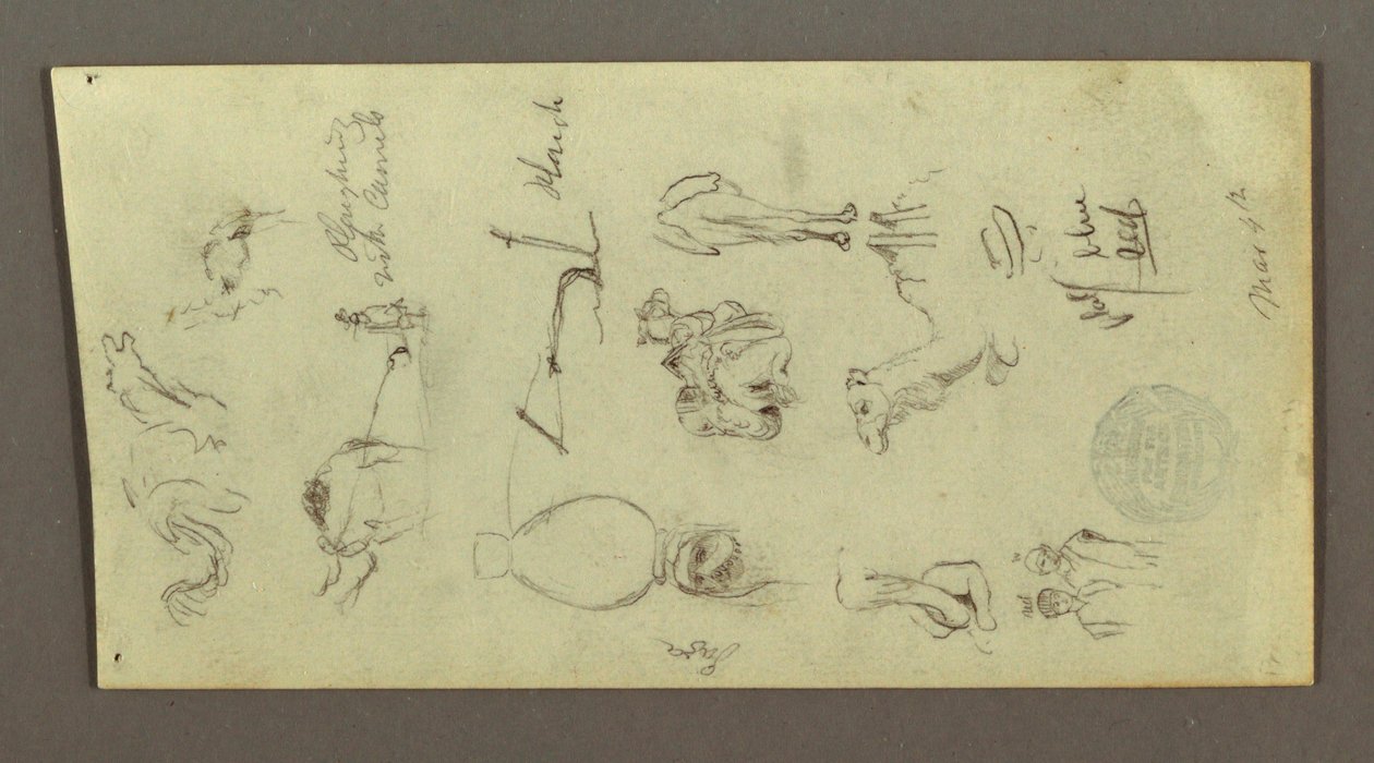 Disegno, Studi di figure e cammelli, 4 marzo, forse 1868 da Frederic Edwin Church