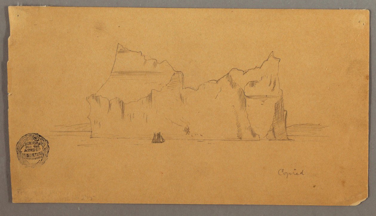 Disegno, Iceberg galleggiante con barca a vela, forse 1859 da Frederic Edwin Church