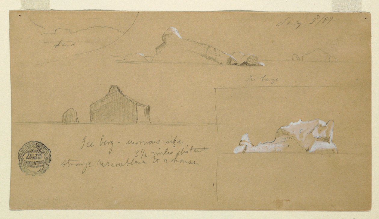 Disegno, iceberg galleggianti, 2 luglio 1859 da Frederic Edwin Church