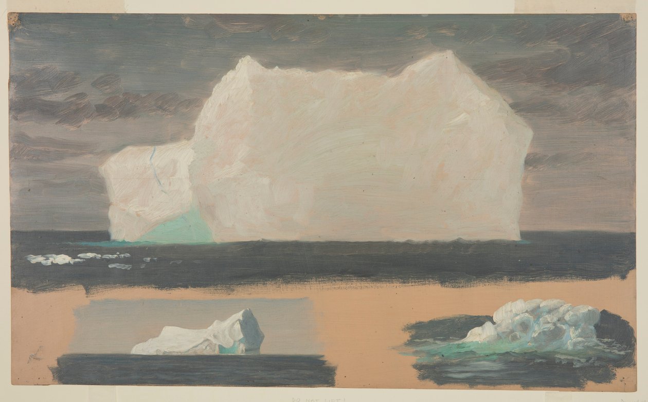Disegno, Iceberg galleggianti vicino a Twillingate, Terranova, 4 luglio 1859 da Frederic Edwin Church