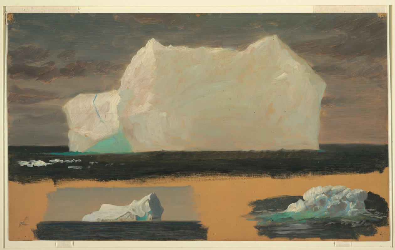 Disegno, Iceberg galleggianti vicino a Twillingate, Terranova, 4 luglio 1859 da Frederic Edwin Church