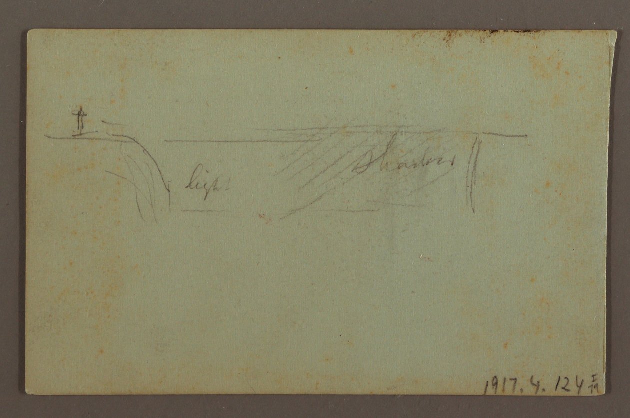 Disegno, pianta fiorita e una roccia tra le cascate americane e canadesi del Niagara, forse 1858 da Frederic Edwin Church