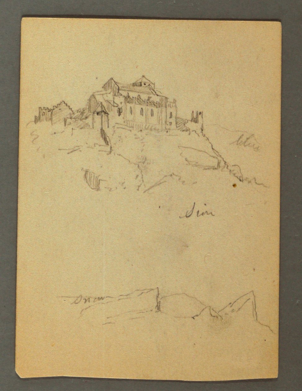 Disegno, Fortificazione delle cime, Sion, Valle del Rodano, forse 1868 da Frederic Edwin Church