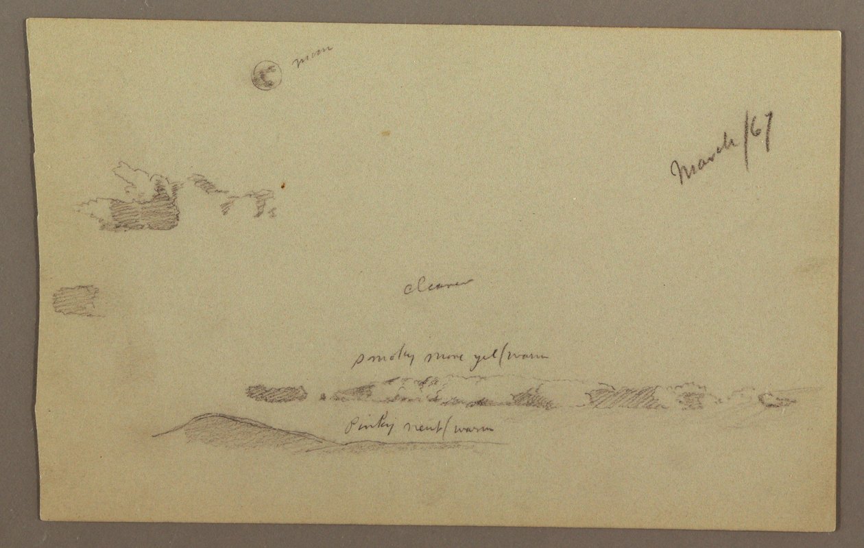 Disegno, Luna piena, nuvole, 1860 da Frederic Edwin Church