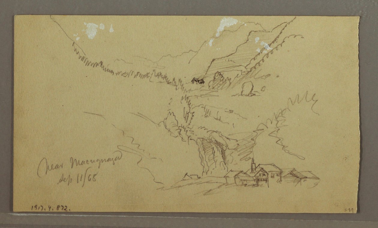 Disegno, Ghiacciaio, ponte e casa, settembre 1868 da Frederic Edwin Church