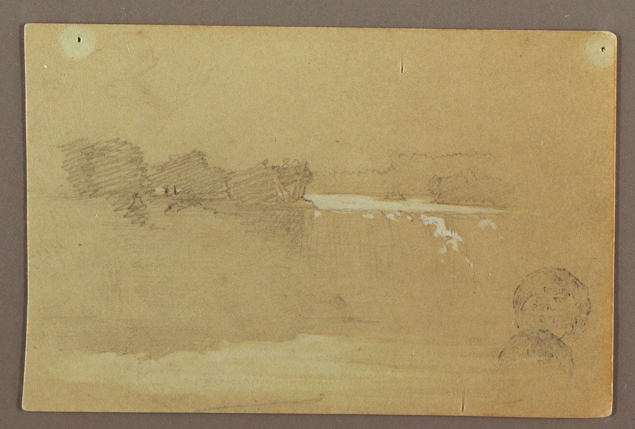 Disegno, Hennequin Point e le cascate americane, fiume Niagara, forse 1856 da Frederic Edwin Church