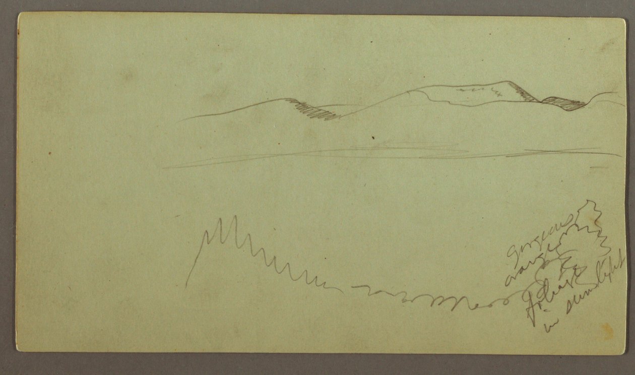 Disegno, catena di colline attraverso una pianura, forse 1868 da Frederic Edwin Church