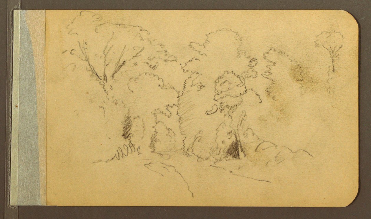 Disegno, Colline e catene montuose; verso: Strada nel bosco, 1889 da Frederic Edwin Church