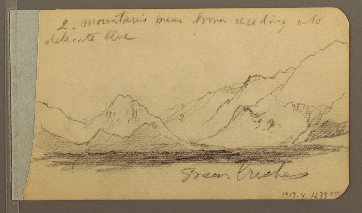 Disegno, Colline e catene montuose; verso: Strada nel bosco, 1889 da Frederic Edwin Church
