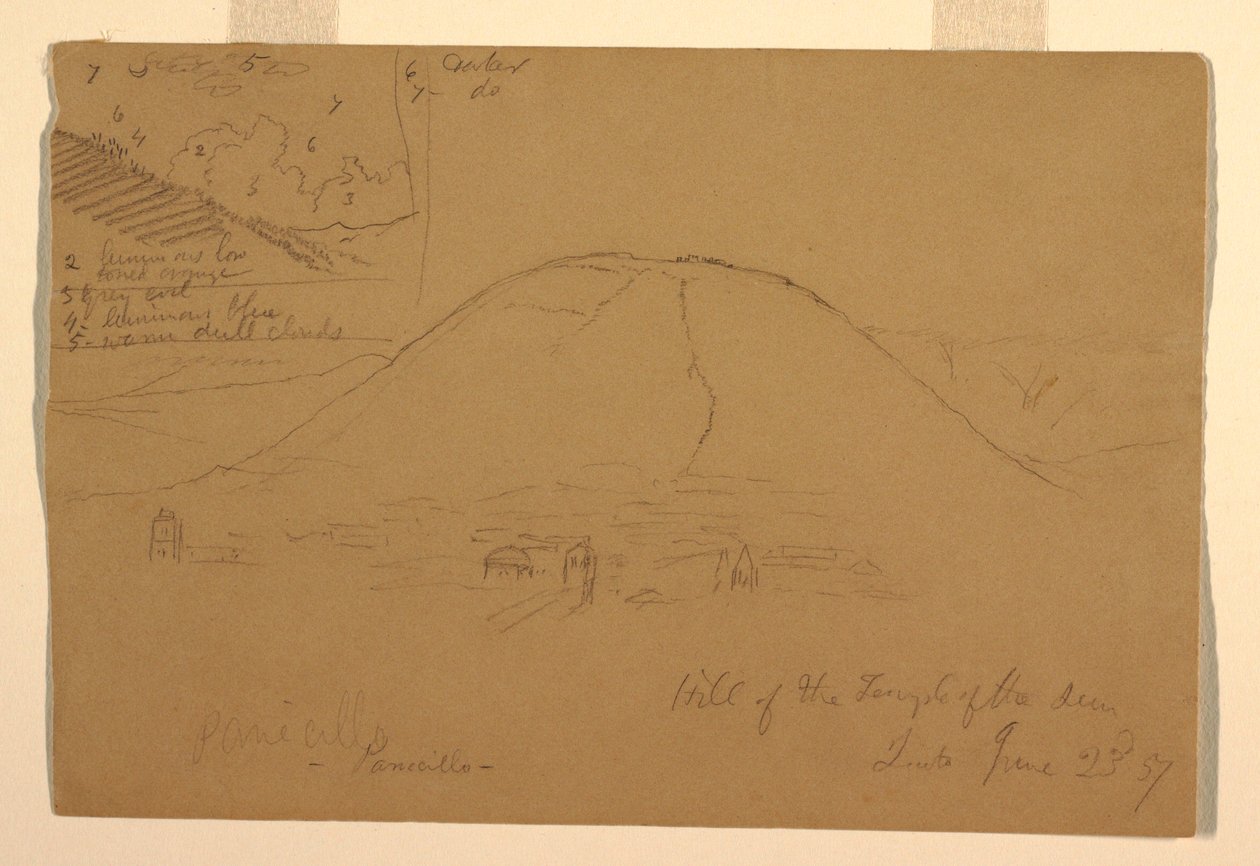 Disegno, Collina del Tempio del Sole, Quito, Ecuador, 23 giugno 1857 da Frederic Edwin Church