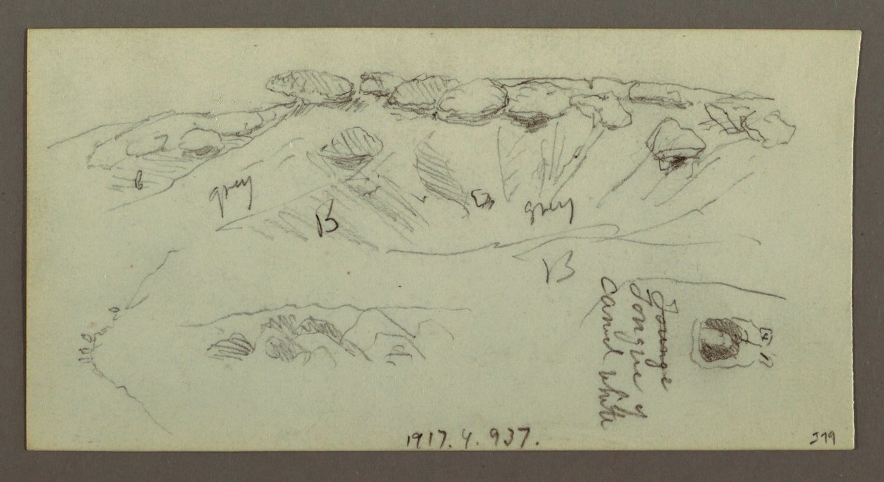 Disegno, Cime di collina con massi, forse 1868 da Frederic Edwin Church