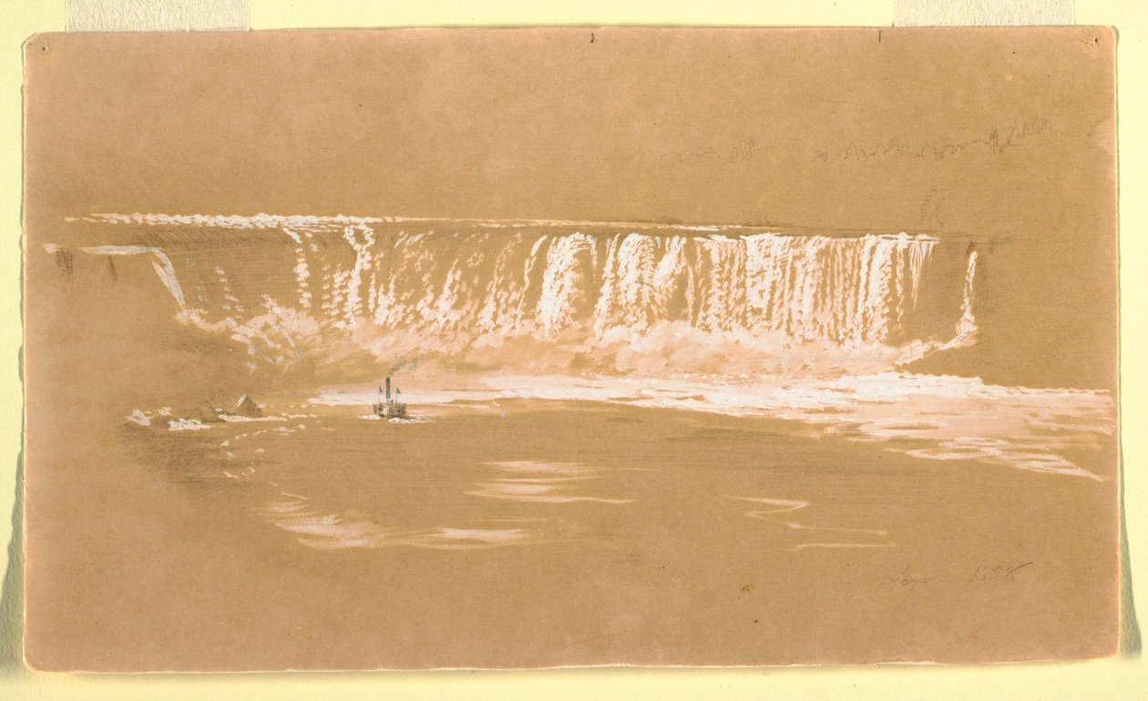 Disegno, caduta a ferro di cavallo da nord, Niagara, settembre 1858 da Frederic Edwin Church