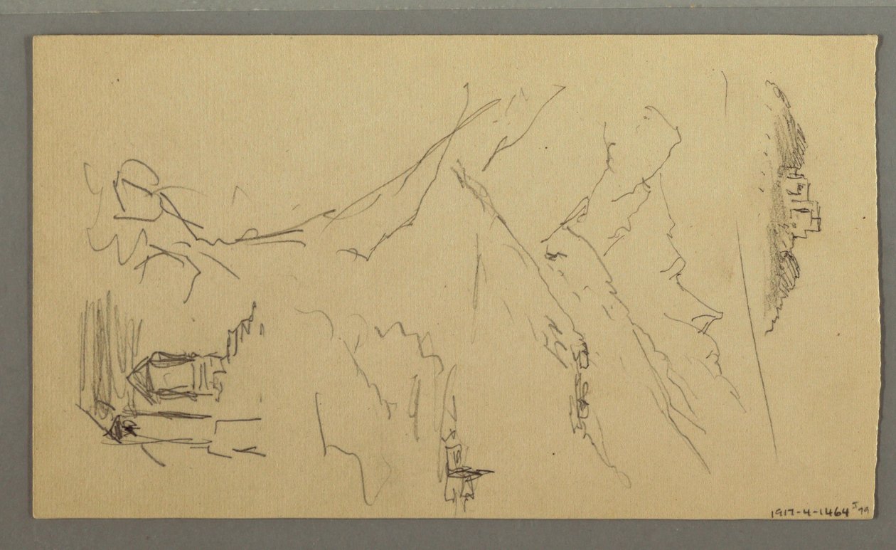 Disegno, casa, ponte, castello, tetti, agosto 1868 da Frederic Edwin Church