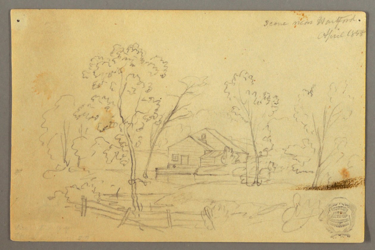 Disegno, Casa nel bosco presso un ruscello, aprile 1845 da Frederic Edwin Church